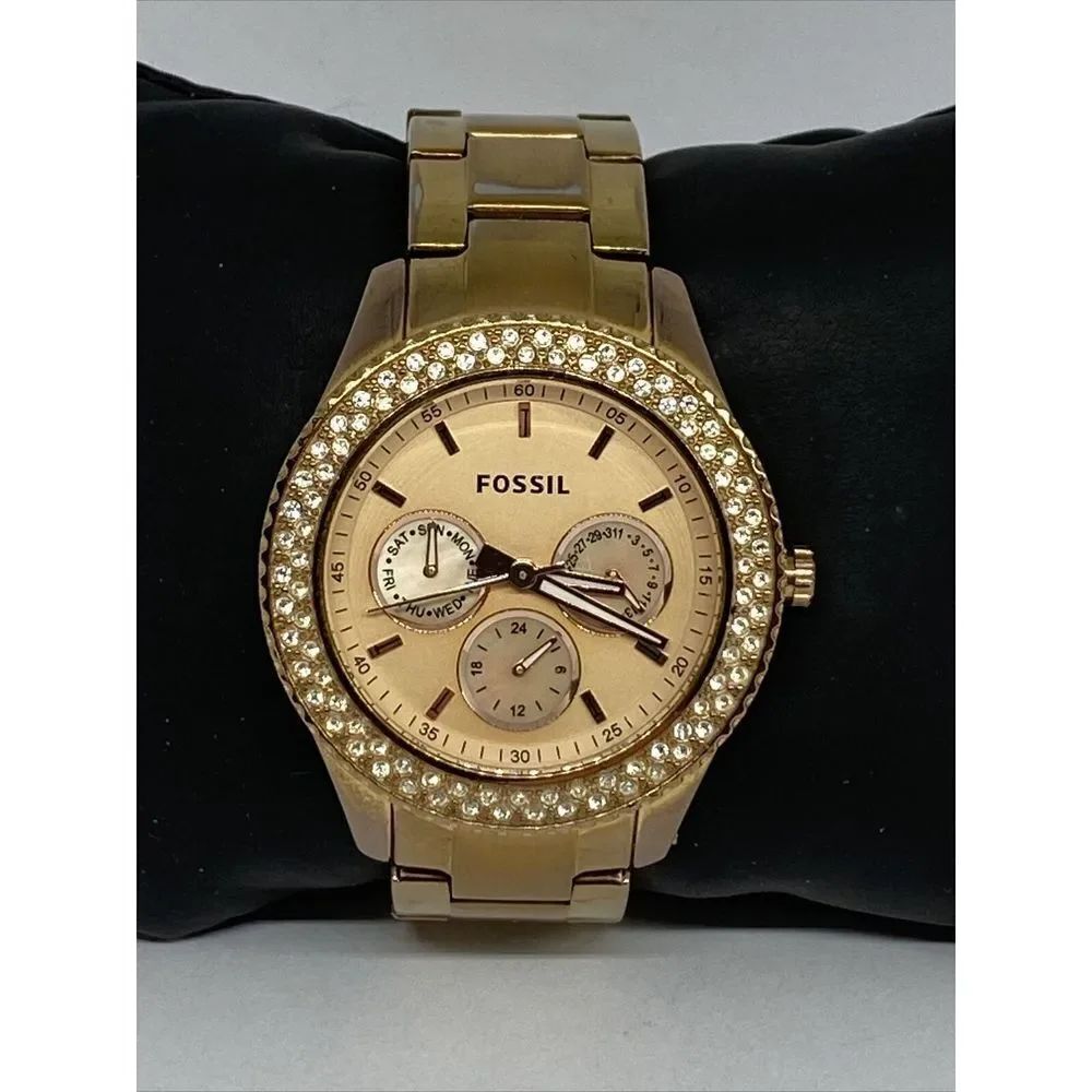 Fossil Stella ES3003 Women's Stainless Steel Analog Rose Dial Quartz Watch QB591